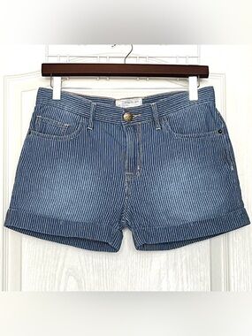 Current/Elliott The Westside Striped Denim Shorts Size 25 Railroad Blue White